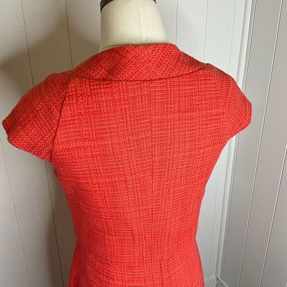 Ellen Tracy Women Size 6 Two Piece Tank Dress & Jacket Red Button Front Textured - Picture 9 of 16